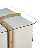 Salontafel 'Shana' met 4 poefs stof Decor Oude eik