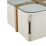 Salontafel 'Shana' met 4 poefs stof Decor Oude eik