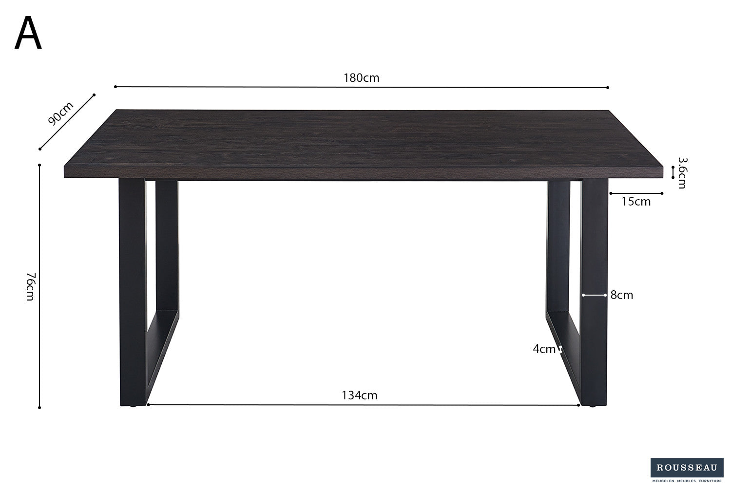 AANBIEDING - Tafel 'Alexander' 180 cm Decor Donkerbruin