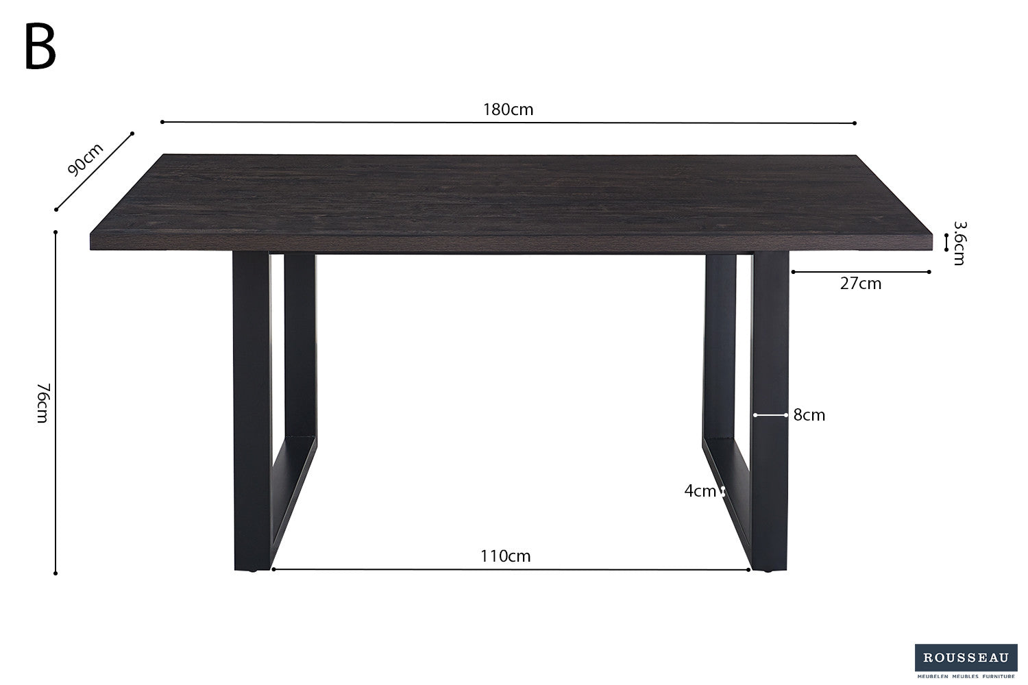 AANBIEDING - Tafel 'Alexander' 180 cm Decor Donkerbruin