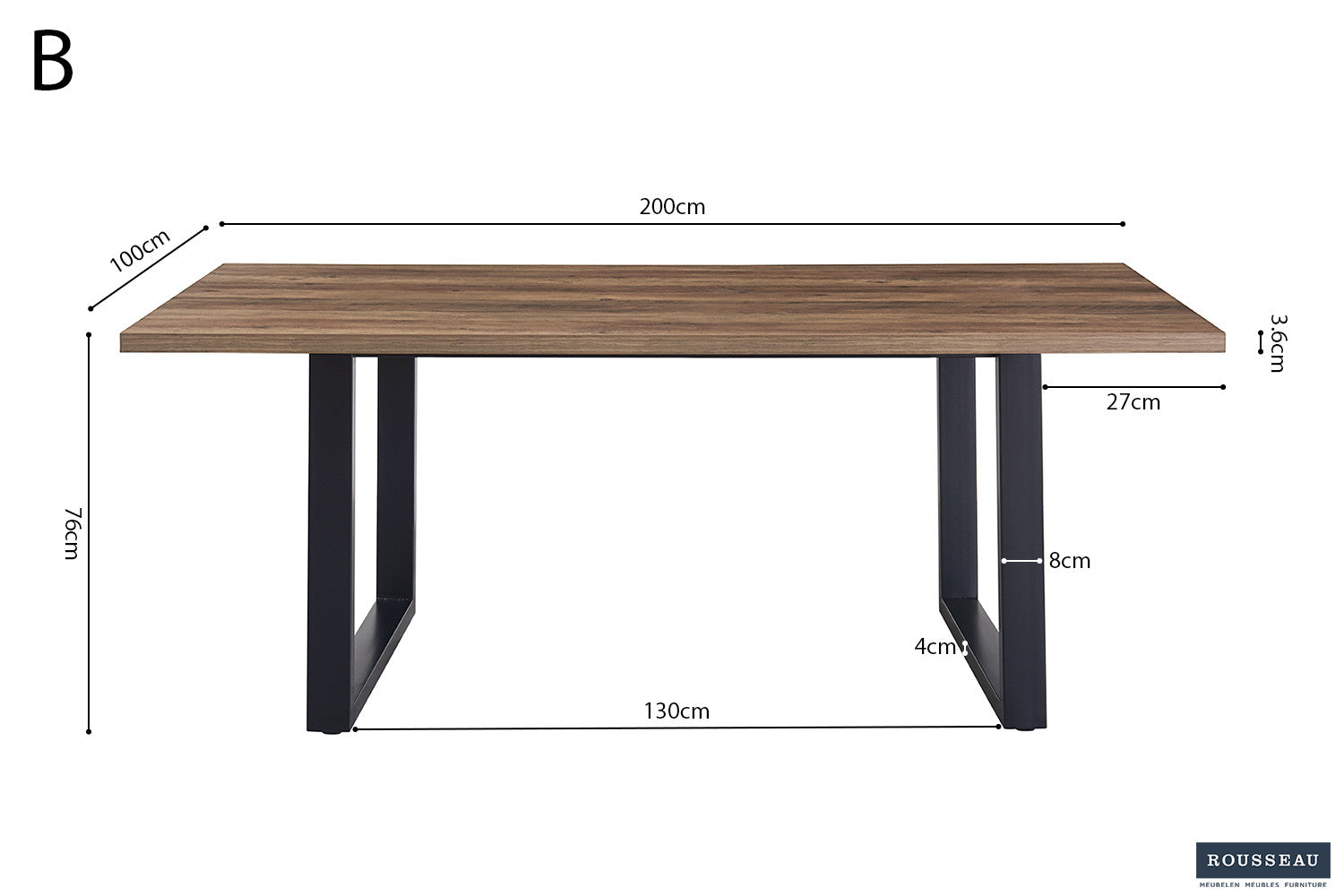 SALE - Tafel 'Alexander' 200 cm Decor Mango