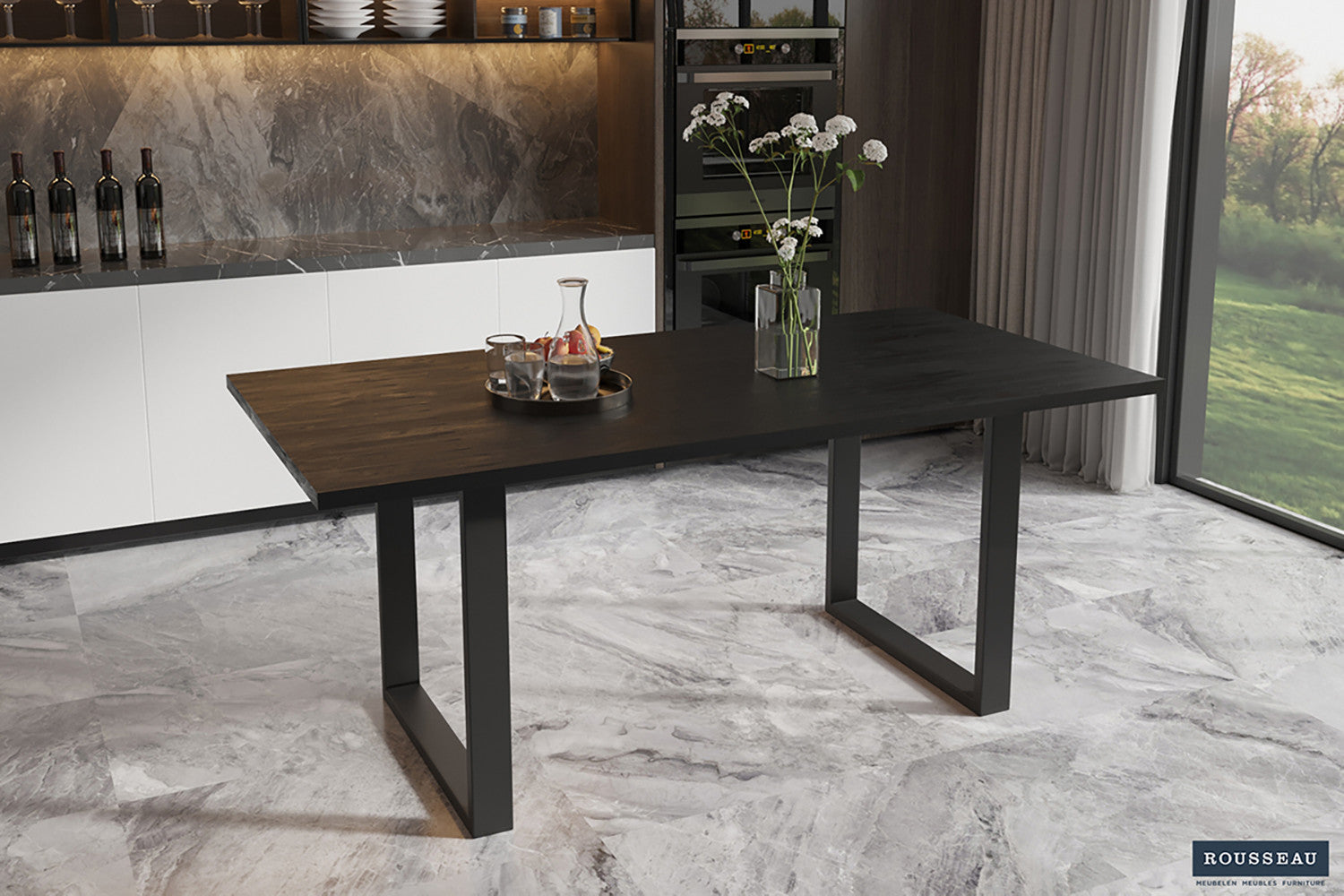 SALE - Tafel 'Nicola' 180 cm Rechthoekig Mango hout zwart