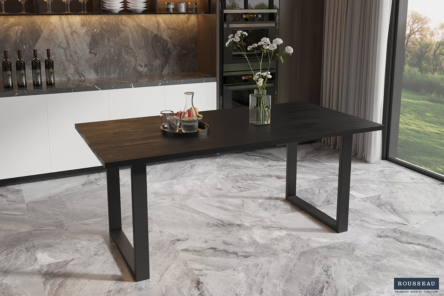 SALE - Tafel 'Nicola' 180 cm Rechthoekig Mango hout zwart