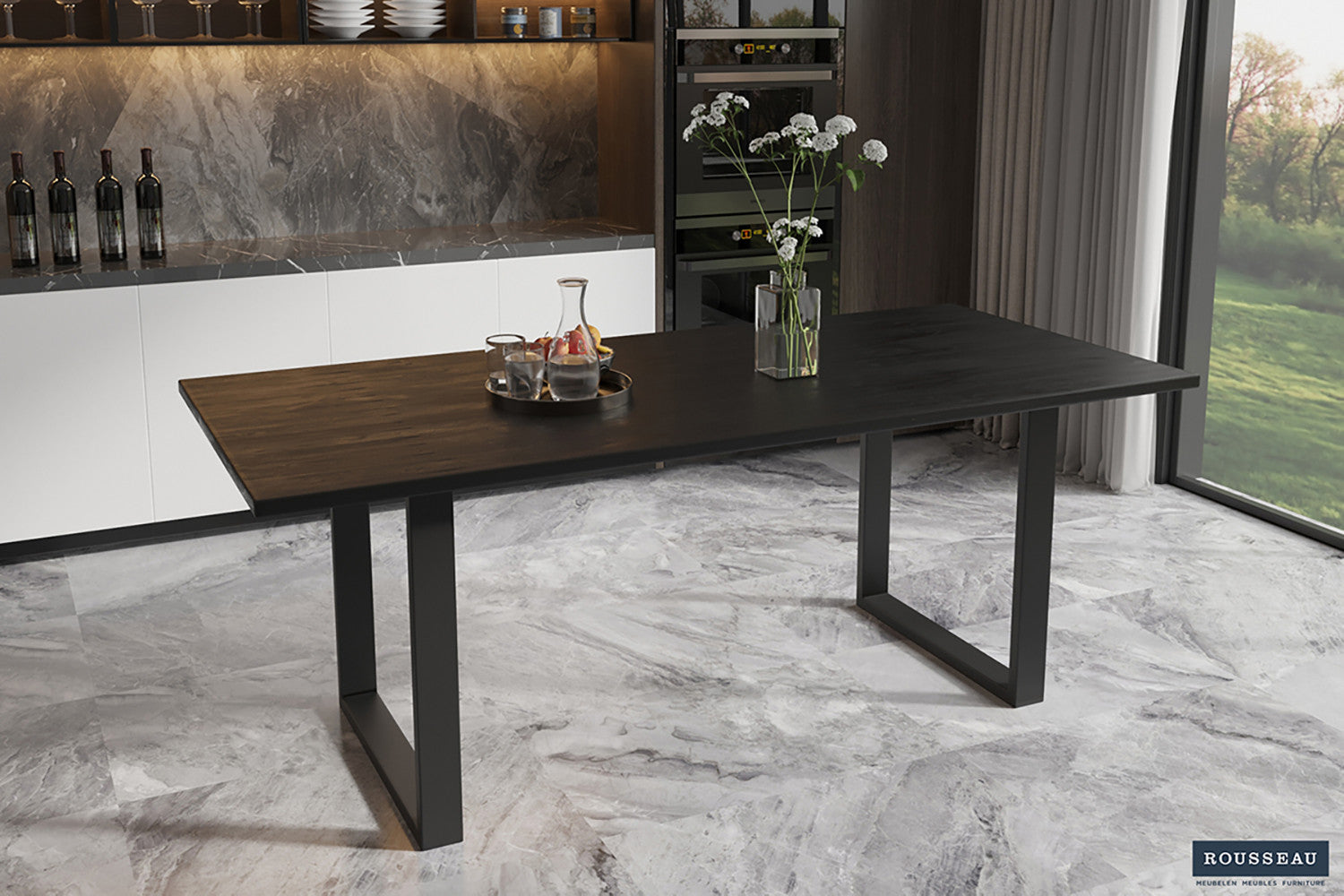 SALE - Tafel 'Nicola' 200 cm Rechthoekig Mango hout zwart