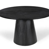 Tafel 'Tommy' 130 cm Rond Mango hout Zwart