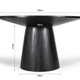 Tafel 'Tommy' 130 cm Rond Mango hout Zwart