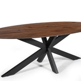 Tafel 'Tommy' 220x100 cm Ovaal Spider-Poot Mango hout Bruin