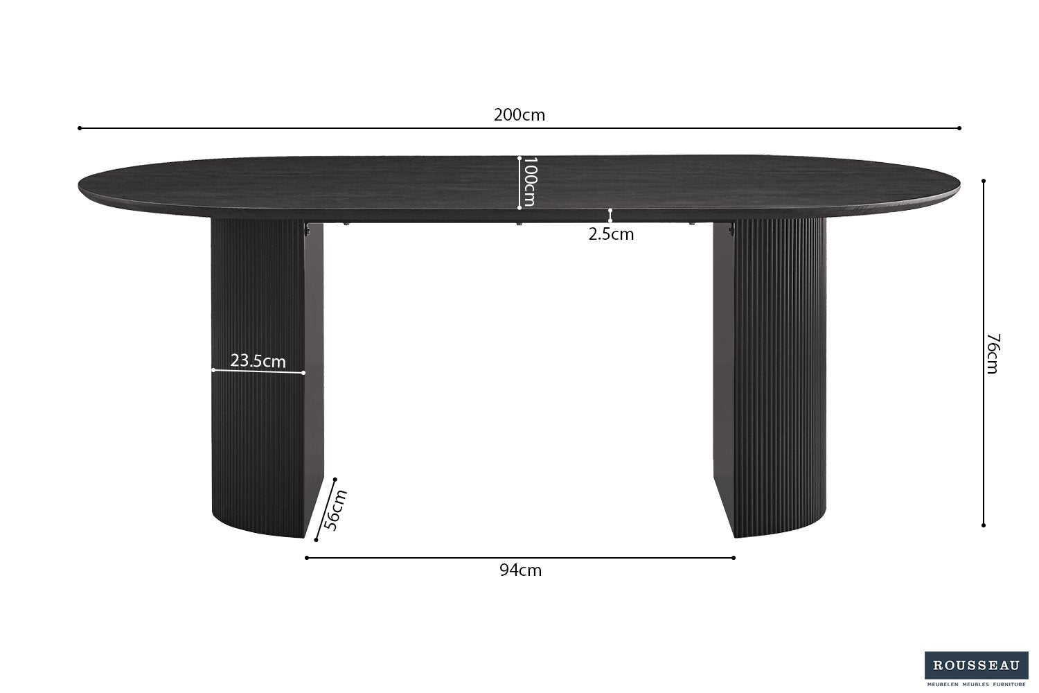 Tafel 'Lagos' 200 cm Ovaal Decor Donkerbruin