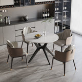 Tafel 'Apollo' 110 cm Rond Glanzend Steen Snow Wit
