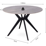 Tafel 'Apollo' 110 cm Rond Glanzend Steen Italian Grijs