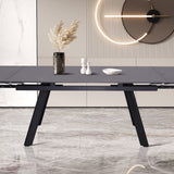 Uitschuifbare tafel 'Hera' 160-240 cm Rechthoekig Steen Zwart