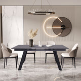 Uitschuifbare tafel 'Hera' 160-240 cm Rechthoekig Steen Zwart