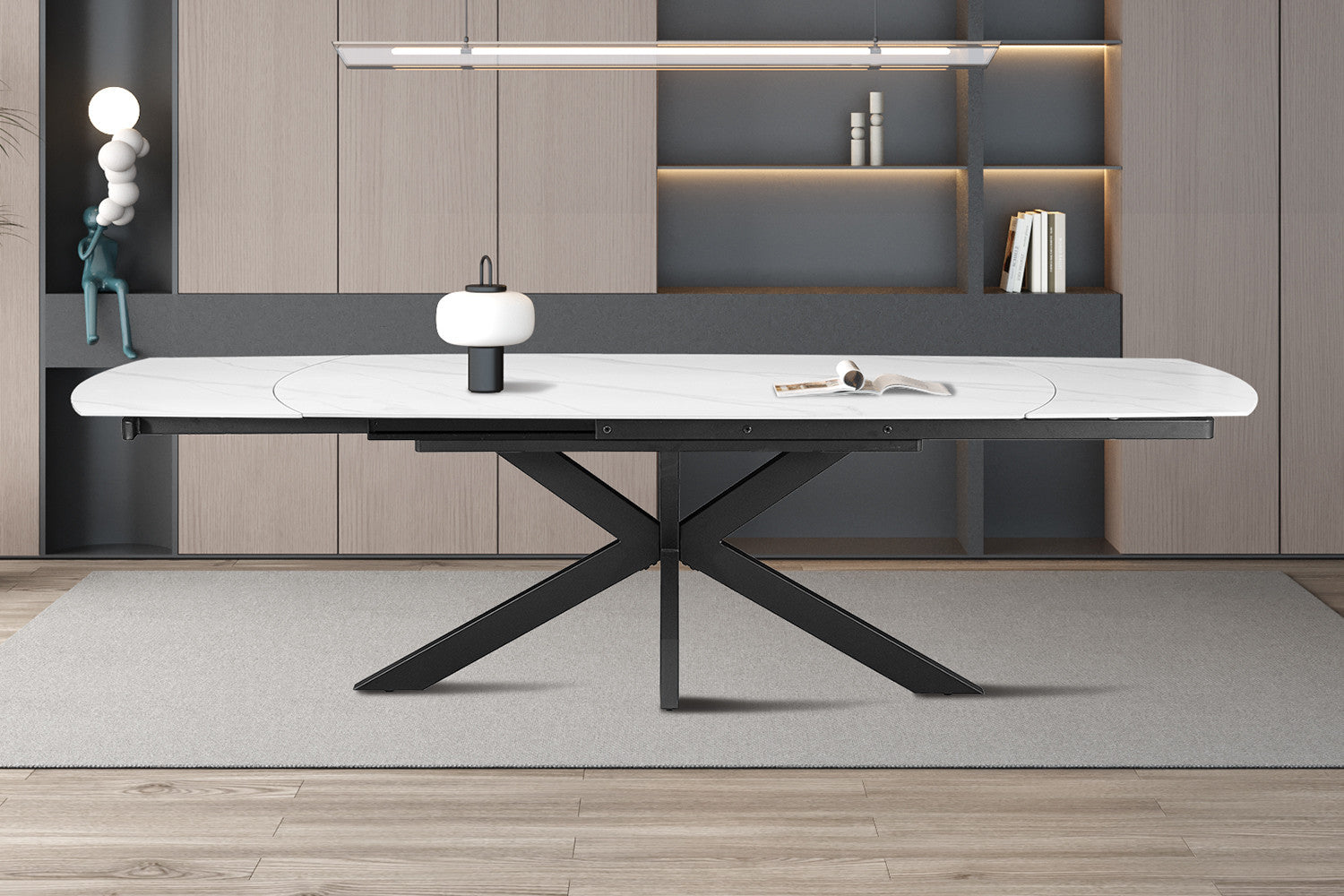 Uitschuifbare tafel 'Ares' 160-240 cm Deens Ovaal Steen Wit