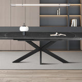 Uitschuifbare tafel 'Ares' 160-240 cm Deens Ovaal Steen Zwart