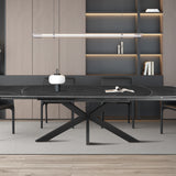 Uitschuifbare tafel 'Ares' 160-240 cm Deens Ovaal Steen Zwart