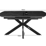 Uitschuifbare tafel 'Ares' 160-240 cm Deens Ovaal Steen Zwart