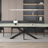 Uitschuifbare tafel 'Ares' 160-240 cm Deens Ovaal Glanzend Steen Beige