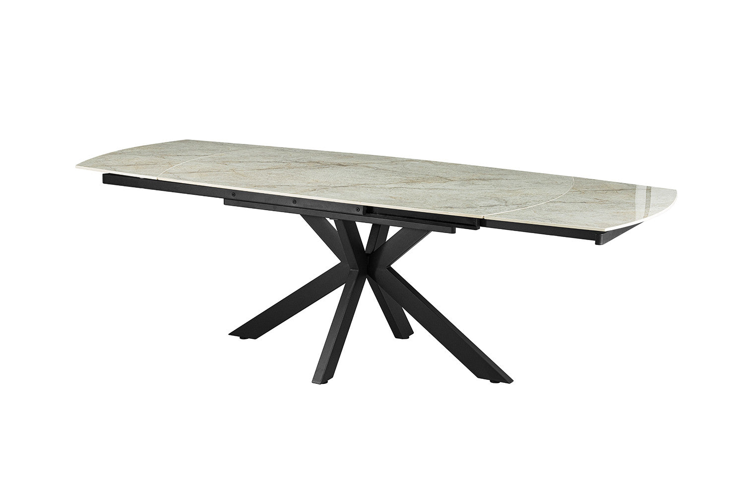 Uitschuifbare tafel 'Ares' 160-240 cm Deens Ovaal Glanzend Steen Beige