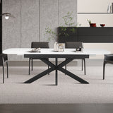 Uitschuifbare tafel 'Hestia' 180-220 cm Deens Ovaal Steen Wit