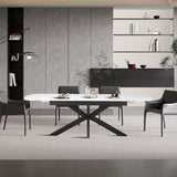 Uitschuifbare tafel 'Hestia' 180-220 cm Deens Ovaal Steen Wit