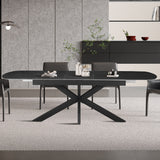 Uitschuifbare tafel 'Hestia' 180-220 cm Deens Ovaal Steen Zwart