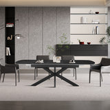 Uitschuifbare tafel 'Hestia' 180-220 cm Deens Ovaal Steen Zwart