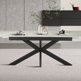 Uitschuifbare tafel 'Hestia' 180-220 cm Deens Ovaal Glanzende Steen Beige