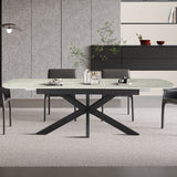 Uitschuifbare tafel 'Hestia' 180-220 cm Deens Ovaal Glanzende Steen Beige