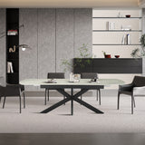 Uitschuifbare tafel 'Hestia' 180-220 cm Deens Ovaal Glanzende Steen Beige