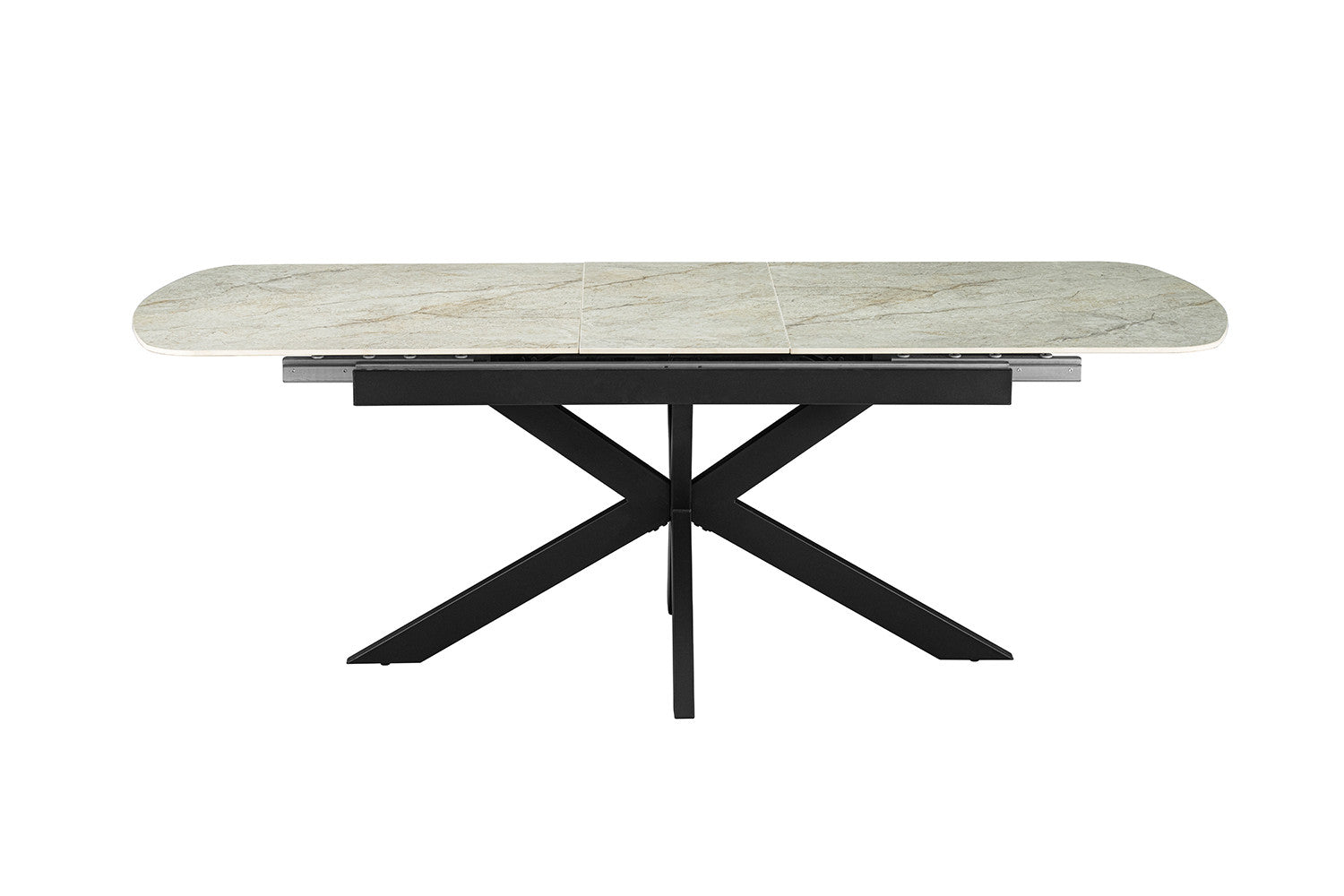 Uitschuifbare tafel 'Hestia' 180-220 cm Deens Ovaal Glanzende Steen Beige