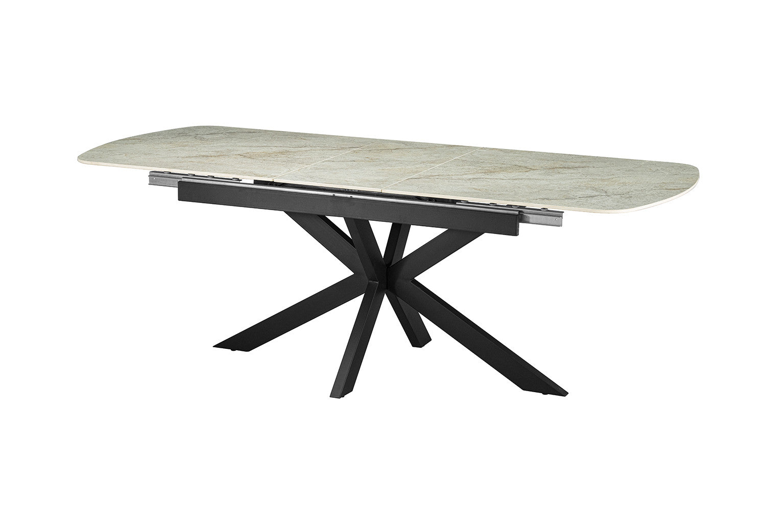 Uitschuifbare tafel 'Hestia' 180-220 cm Deens Ovaal Glanzende Steen Beige