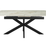Uitschuifbare tafel 'Hestia' 180-220 cm Deens Ovaal Glanzende Steen Beige