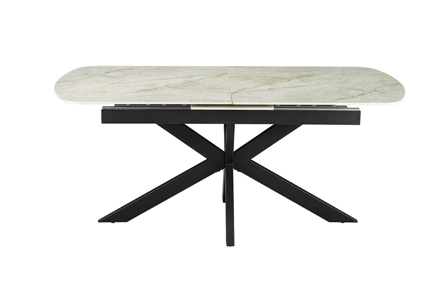 Uitschuifbare tafel 'Hestia' 180-220 cm Deens Ovaal Glanzende Steen Beige