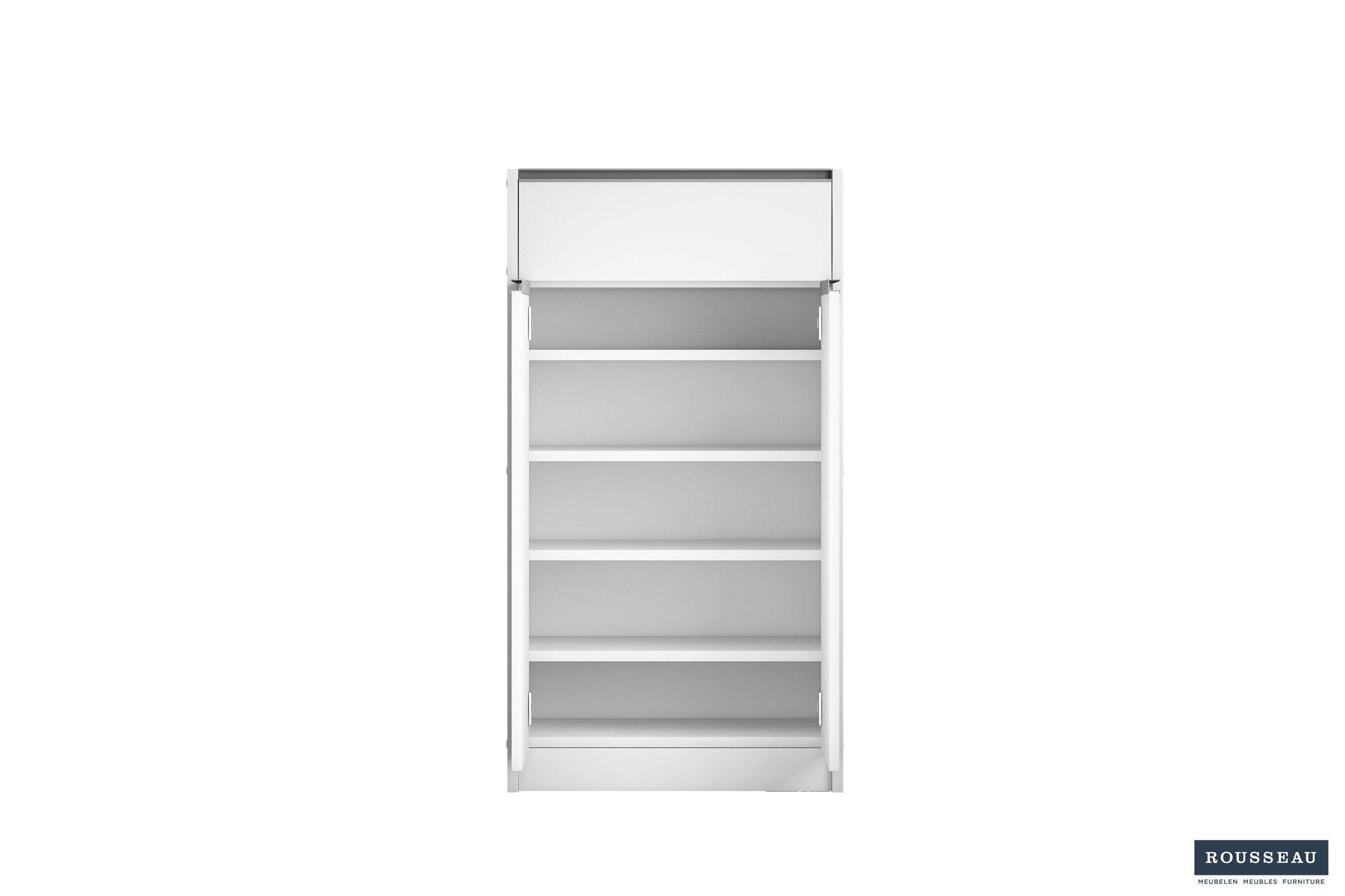 Schoenenkast 'Lilly' 2 deuren en 1 lade Wit