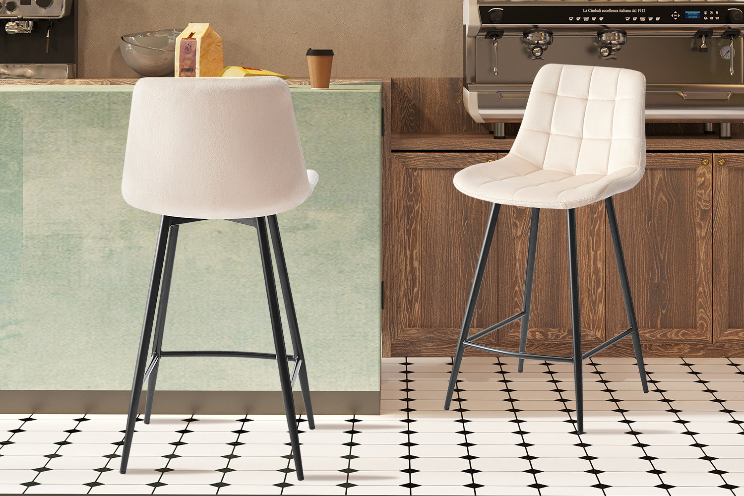 Counterstoel 'Juta' Fluweel Beige