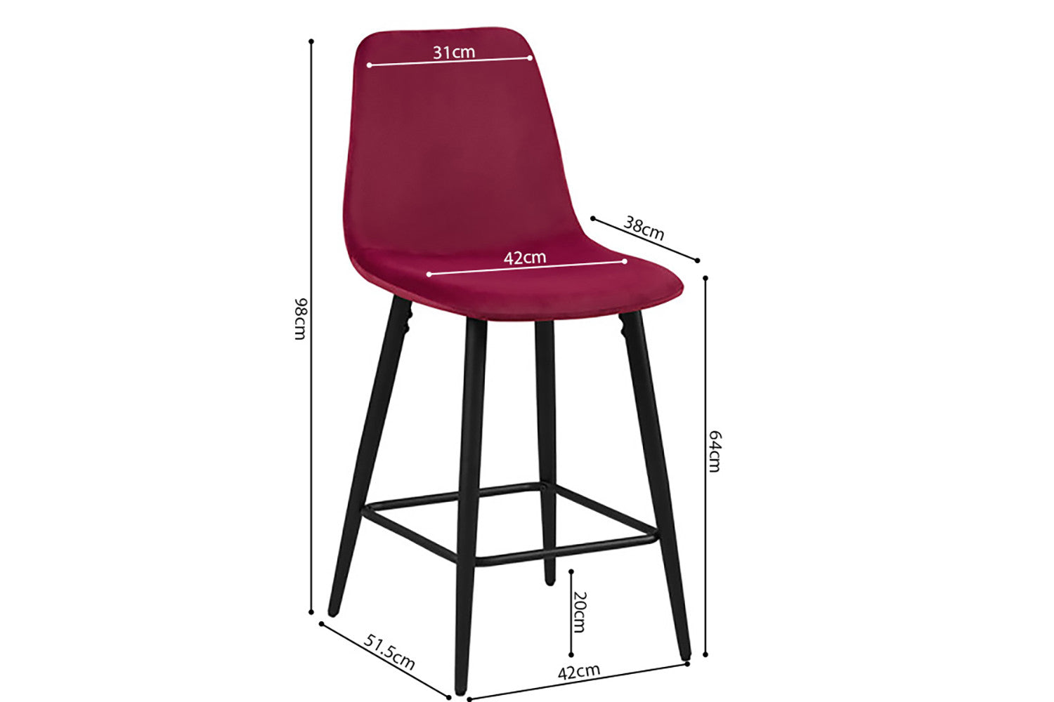Counterstoel 'Boy' Fluweel Bordeaux