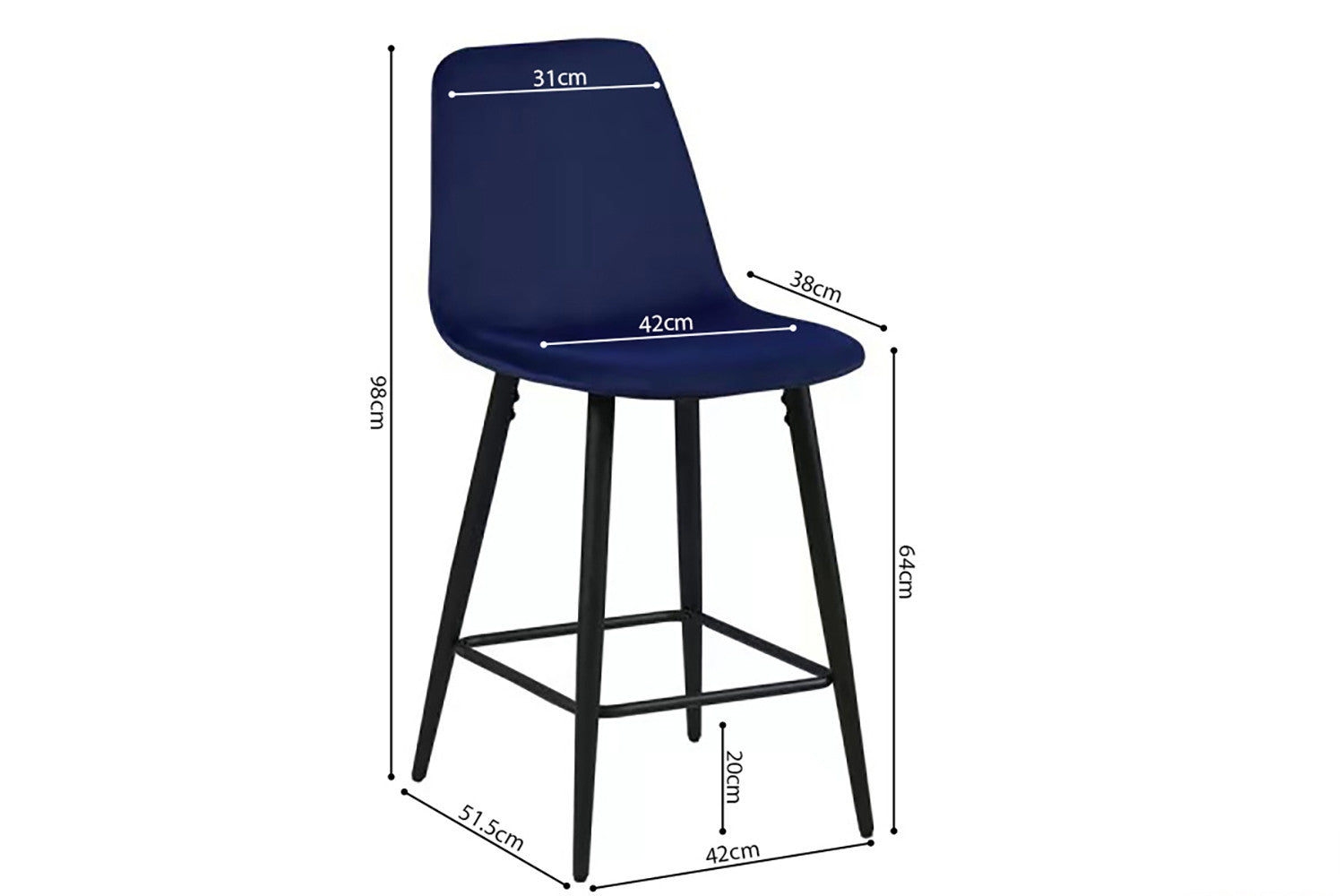 Counterstoel 'Boy' Fluweel Donkerblauw
