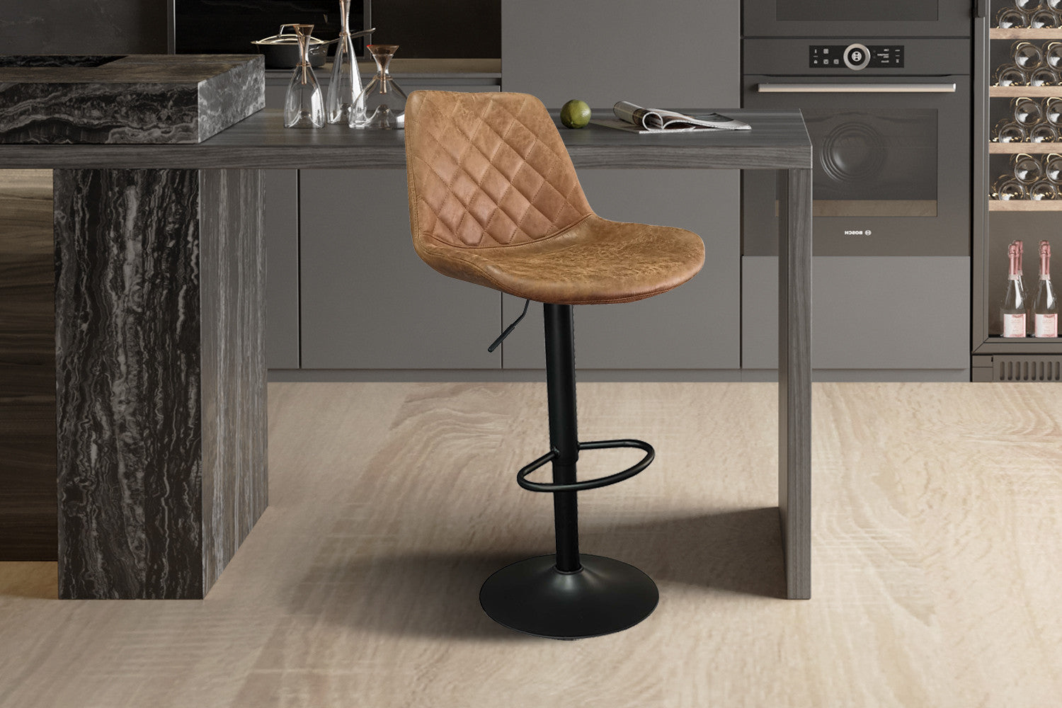 Barstoel 'Madrid' PU Ote Topper 02 Cognac