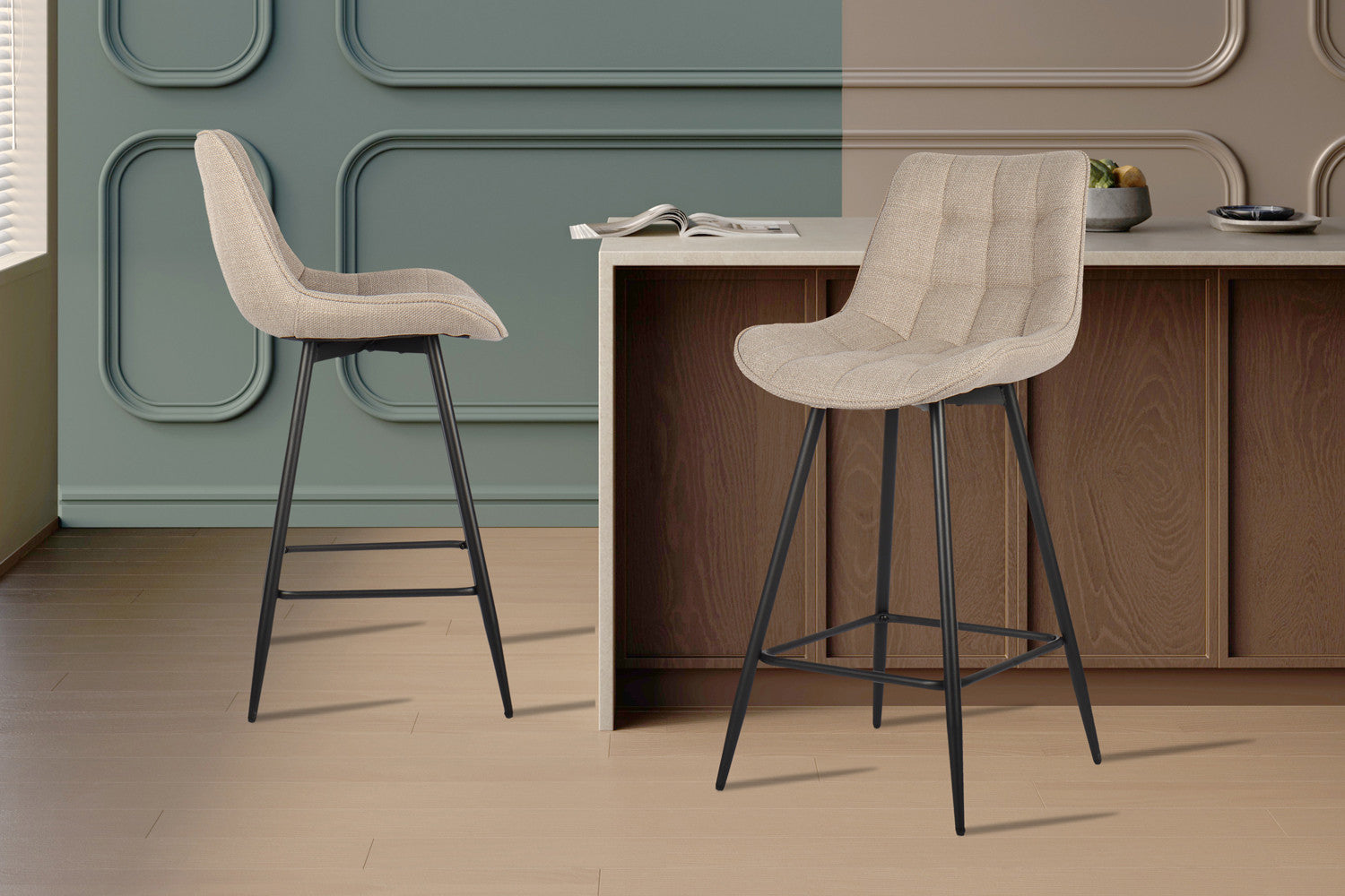 Counterstoel 'Ariba' Stof Ote Montego 178 Beige/Lichtgrijs