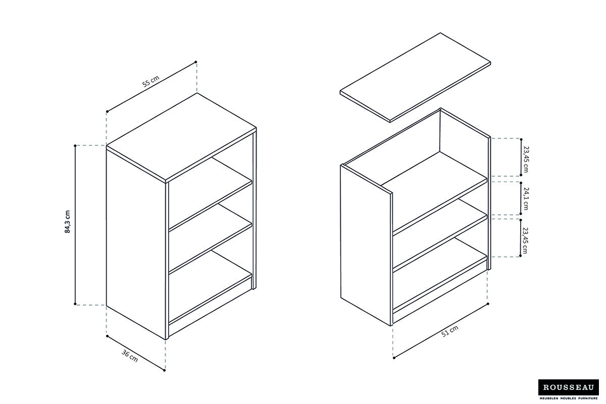 SALE - Boekenkast 'Space' 2 legplanken Sonoma