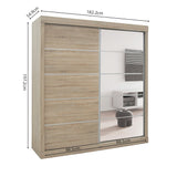 2 Kledingkast 'Mike' 2 Kledingkast Schuifdeuren, 1 Spiegeldeur Sonoma