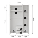 Kledingkast 'Marc' 3 deuren met spiegel Wit