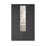 Kledingkast 'Marc' 3 deuren met spiegel Donkergrijs