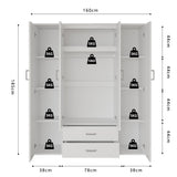 Kledingkast 'Marc' 4 deuren met 2 spiegels Wit