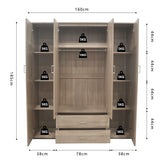 Kledingkast 'Marc' 4 deuren met 2 spiegels Sonoma
