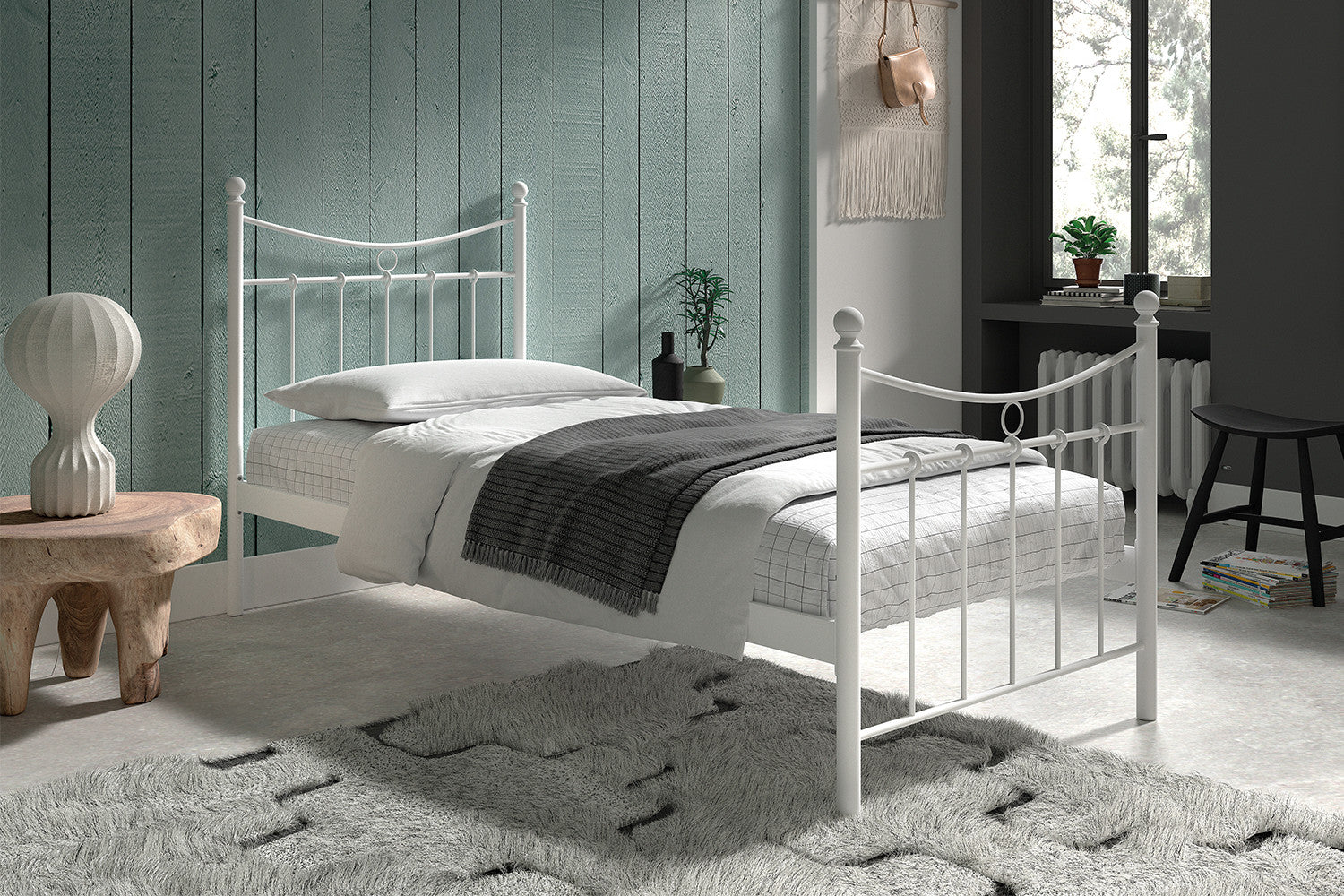 Bed 'Sacha' 90x200 met lattenbodem Wit