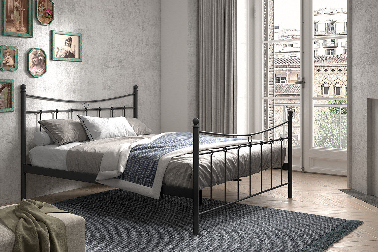 Bed 'Sacha' 160x200 met lattenbodem Zwart