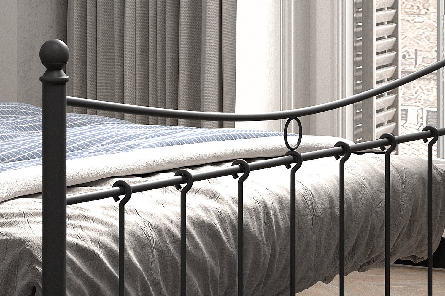 Bed 'Sacha' 160x200 met lattenbodem Zwart