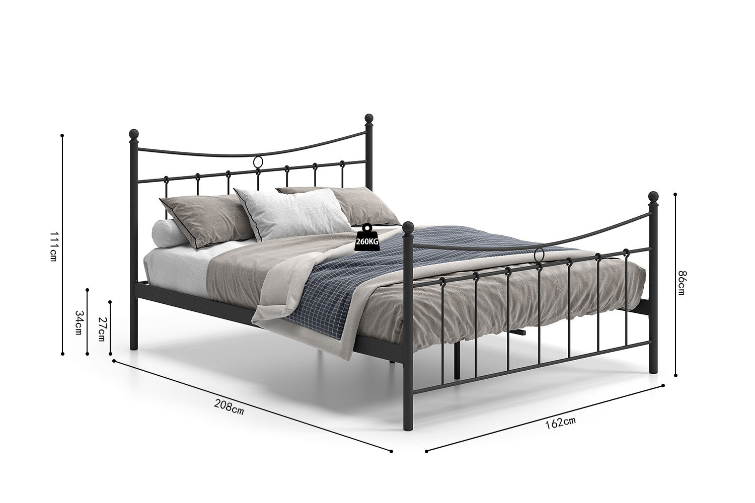 Bed 'Sacha' 160x200 met lattenbodem Zwart