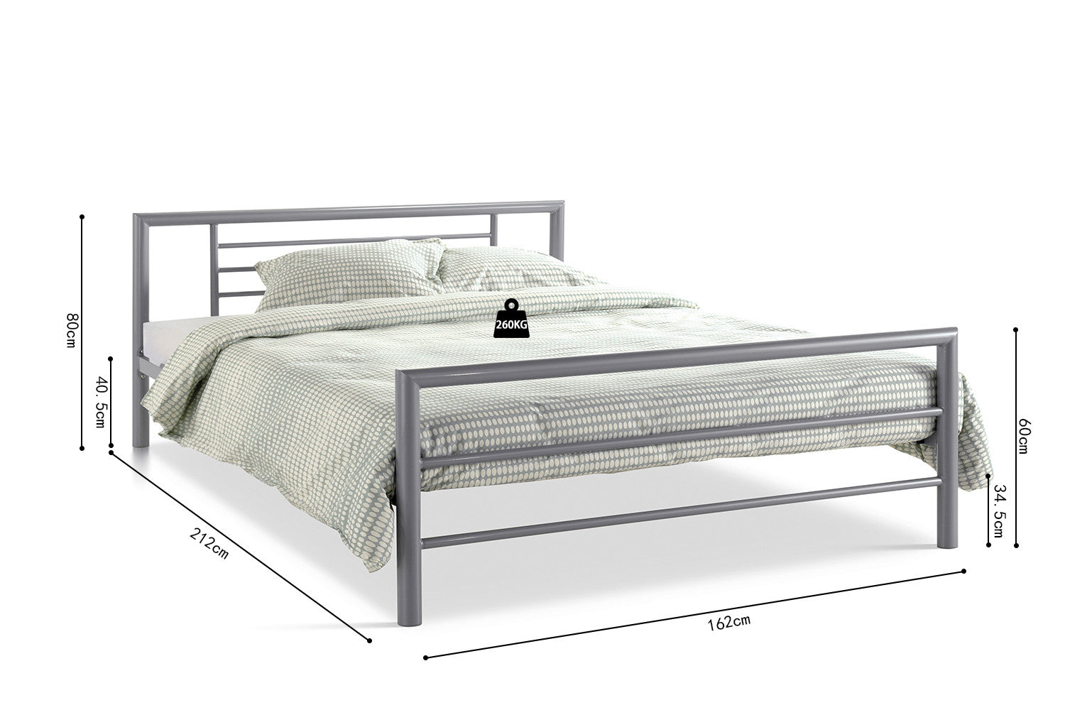 Bed 'Sandro' 160x200 met lattenbodem Grijs